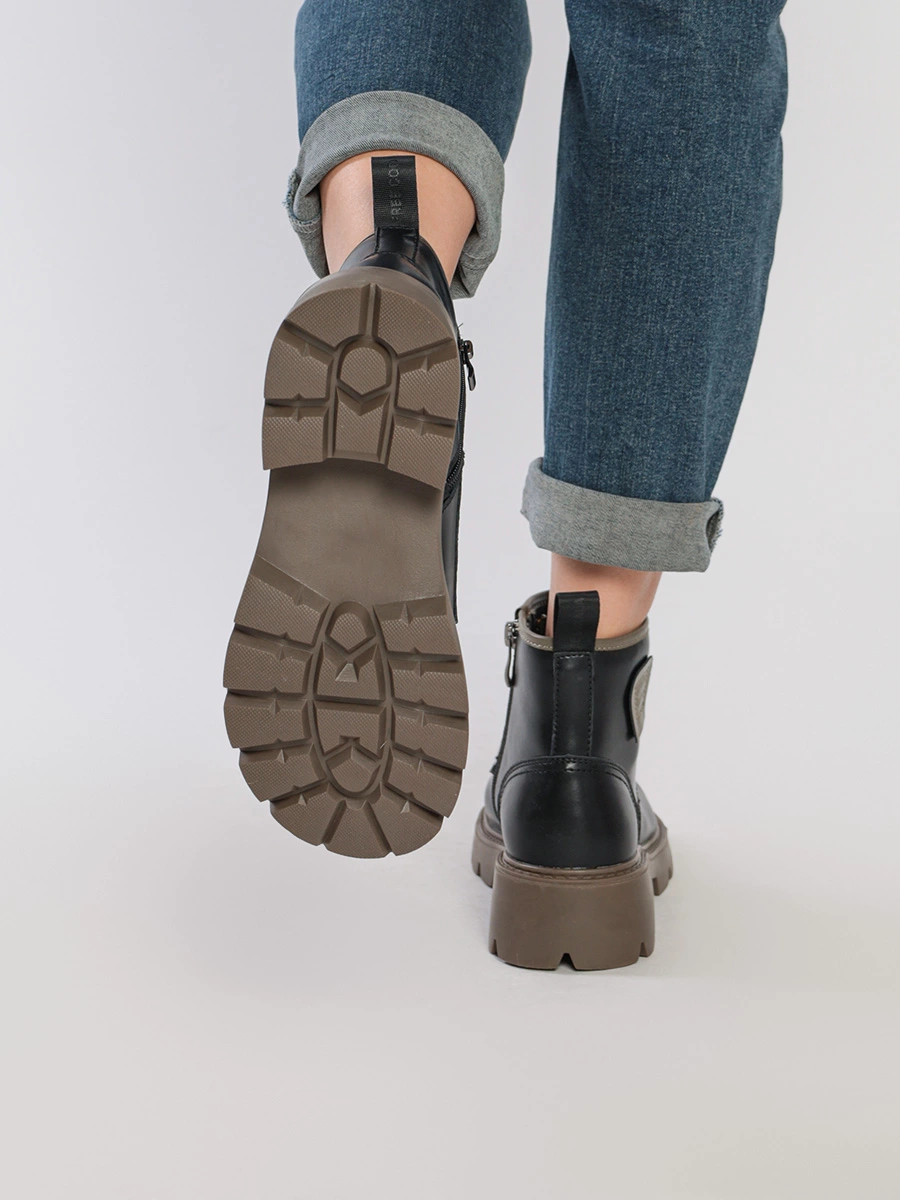 Ботинки-дерби черного цвета с молнией и шнуровкой